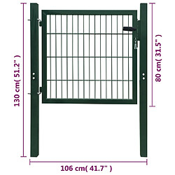 vidaXL Portillon simple 2D 106 x 130 cm - Vert pas cher
