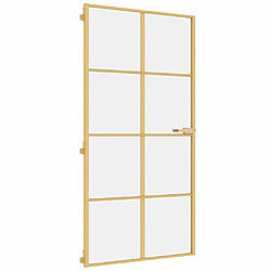 vidaXL Porte intérieure verre trempé et aluminium - 102,5x201,5 cm - Doré