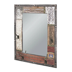 Pegane Porte-manteau mural avec miroir - Noir