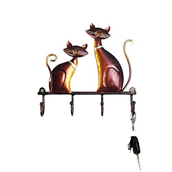 Patère murale chat en fonte - Marron