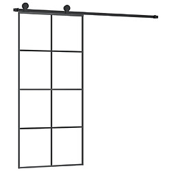 VidaXL Porte coulissante verre ESG aluminium - Noir - 90x205 cm