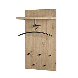 Pegane Porte-manteau mural bois métal - Chêne clair