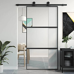 VIDAXL Porte coulissante noir verre trempé aluminium 102,5x205 cm