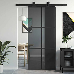 vidaXL Porte coulissante - Noir, 90x205 cm, verre trempé foncé