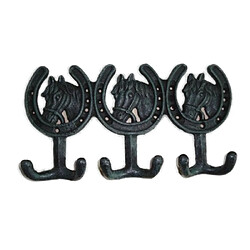 Patère tête de cheval en fonte - Marron