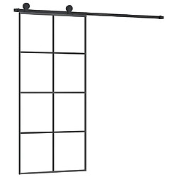VidaXL Porte coulissante verre ESG aluminium - Noir - 90x205 cm