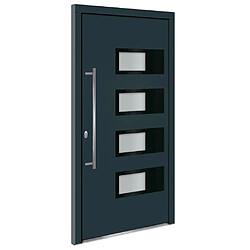 vidaXL Porte d'entrée 100x200 Aluminium/PVC - Anthracite