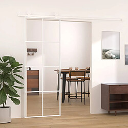 VidaXL Porte coulissante verre ESG aluminium - Blanc - 76x205 cm