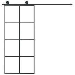 Avis VidaXL Porte coulissante verre ESG aluminium - Noir - 90x205 cm