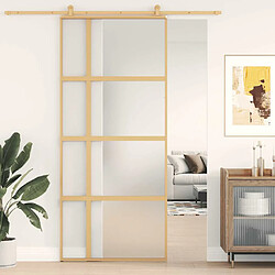 vidaXL Porte coulissante 90x205 cm Verre dépoli et Aluminium - Doré