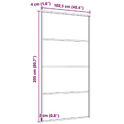 VIDAXL Porte coulissante aluminium et verre ESG noir 102,5x205 cm pas cher