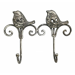 L'Héritier Du Temps Patère Oiseaux Double - Fonte Patinée Gris