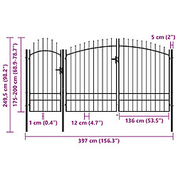 vidaXL Portail jardin Acier 2,45x4 m - Noir pas cher