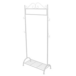 Decoshop26 Porte-manteau avec étagère à chaussures - Blanc