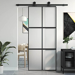 vidaXL Porte coulissante verre trempé et aluminium - 90x205 cm - Noir