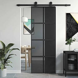VidaXL Porte coulissante Noir Verre trempé