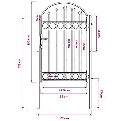 vidaXL Portail de jardin avec dessus arqué pas cher