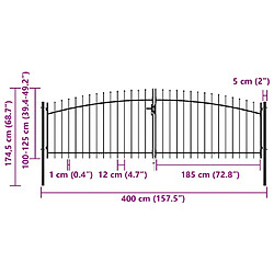 vidaXL Double portail acier - 400 x 175 cm pas cher