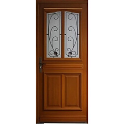 GD Porte d'entrée bois vitrée Carole - Droit - 200x80 cm