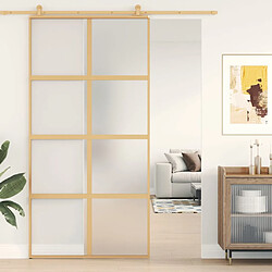 Vidaxl Porte coulissante Verre ESG dépoli - Doré