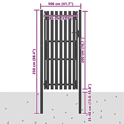 Acheter vidaXL Portail de jardin acier 1x2,5 m Anthracite
