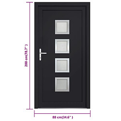 vidaXL Porte d'entrée PVC - 88x200 cm - Anthracite pas cher