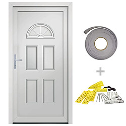 vidaXL Porte d'entrée 88x190 PVC - Blanc