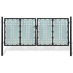 vidaXL Portail de clôture simple acier 300 x 175 cm - Noir