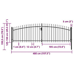 vidaXL Double portail - Noir pas cher