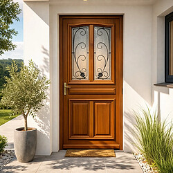 GD Porte d'entrée bois vitrée Carole - Droit - 200x80 cm