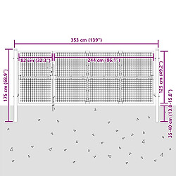 vidaXL Portail de jardin maille argenté 350x175 cm pas cher