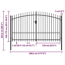 vidaXL Portillon double 3x1,75 m Noir pas cher