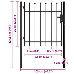 VIDAXL Portail avec pointe lance - 100x75 cm Noir pas cher