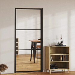vidaXL Porte intérieure verre ESG et aluminium - 93x201,5 cm - Noir