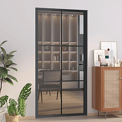 Vidaxl Porte intérieure en verre trempé et aluminium - Noir 102.5x201.5 cm