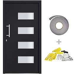 VidaXL Porte d'entrée - Anthracite - 100x200 cm Aluminium PVC