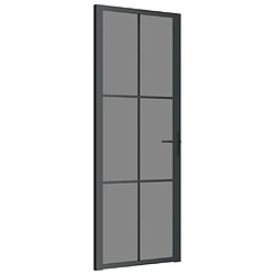 vidaXL Porte intérieure - 76x201,5 cm Noir Verre ESG et aluminium