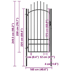 vidaXL Portail de jardin 1x2,5m noir pas cher