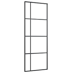 vidaXL Porte coulissante 76x205 Verre ESG/Aluminium - Noir