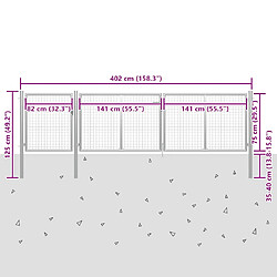 vidaXL Portail jardin acier - Argenté pas cher
