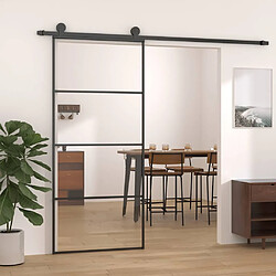 vidaXL Porte coulissante 90x205 cm Aluminium et Verre - Noir