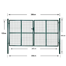 vidaXL Portail clôture double - Vert foncé pas cher