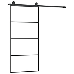 VidaXL Porte coulissante ESG - Noir - 90x205 cm Verre aluminium