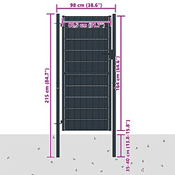 Acheter vidaXL Portail de clôture - PVC et acier - 100 x 164 cm - Anthracite