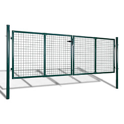 vidaXL Portail de clôture galvanisé 289 x 75 cm - Vert