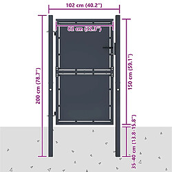 Acheter vidaXL Portail de jardin Acier 100x150 cm Anthracite