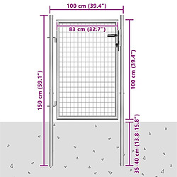 vidaXL Porte 105x150 cm Argenté pas cher