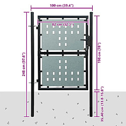 vidaXL Portail simple de clôture - Noir pas cher