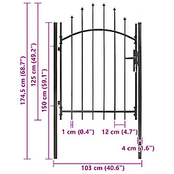VIDAXL Portail de jardin acier - Noir pas cher