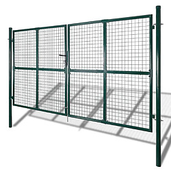 vidaXL Portail clôture double - Vert foncé